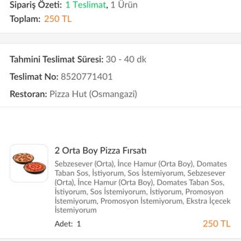 Sancaktepe Osmangazi Pizza Hut Dan Sipariş Verdik Kıl Çıktı