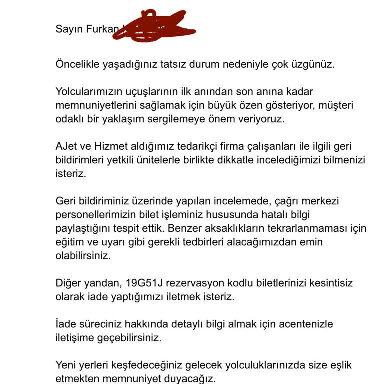 Enuygun Ücret İademi Yapmıyor