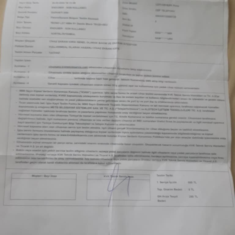 Tekno İletişim Tekno Pova Telefonumun Ekran Sorunu Ve KVK Servis Problemi