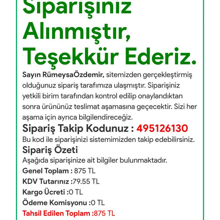 Havvam Boutique Geç Gelen Sipariş