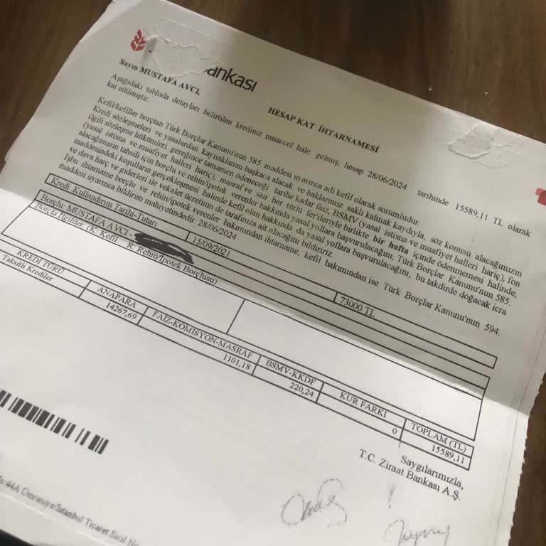 Ziraat Bankası Kat İhbarnamesi 1 Taksit Geriden Ödüyordum