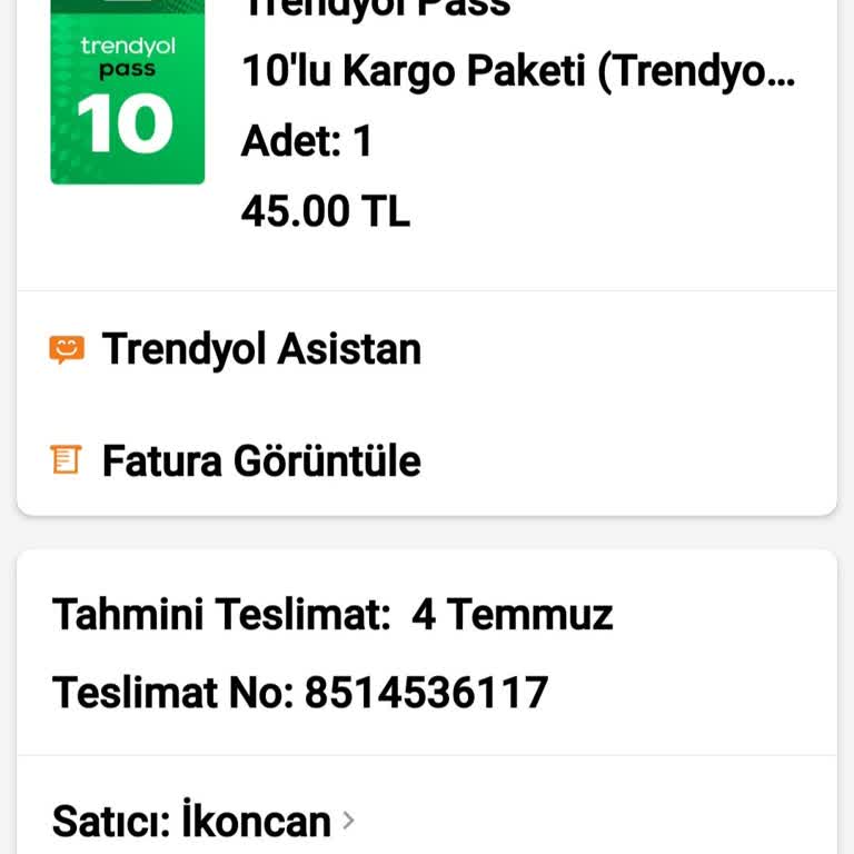 Bilgim Dışında Trendyol Pass Satmış Bana Trendyol