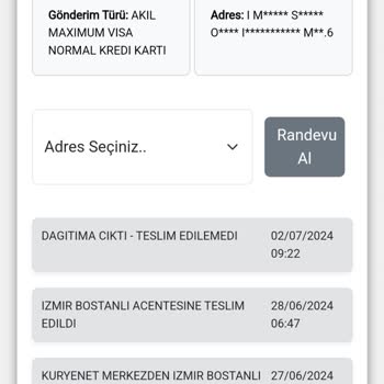 Adresime Gelinmemiştir Kuryenet Gelip Bulamadığını Yazmıştır.