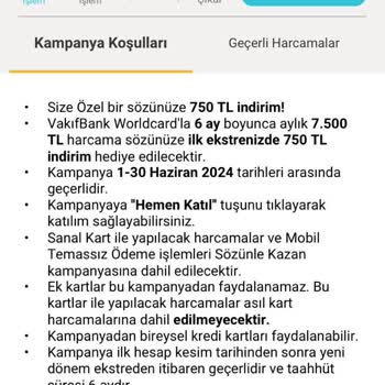 VakıfBank Kampanya Koşullarının Yerine Getirilmemesi Ve Tutarsız Bilgilendirme