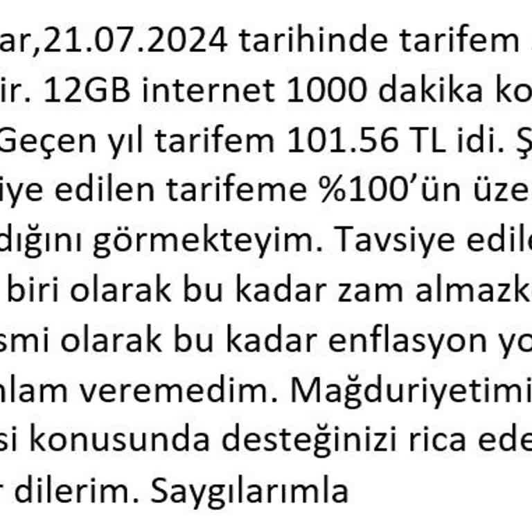 Vodafone Tarifesi Değişikliği Hakkında
