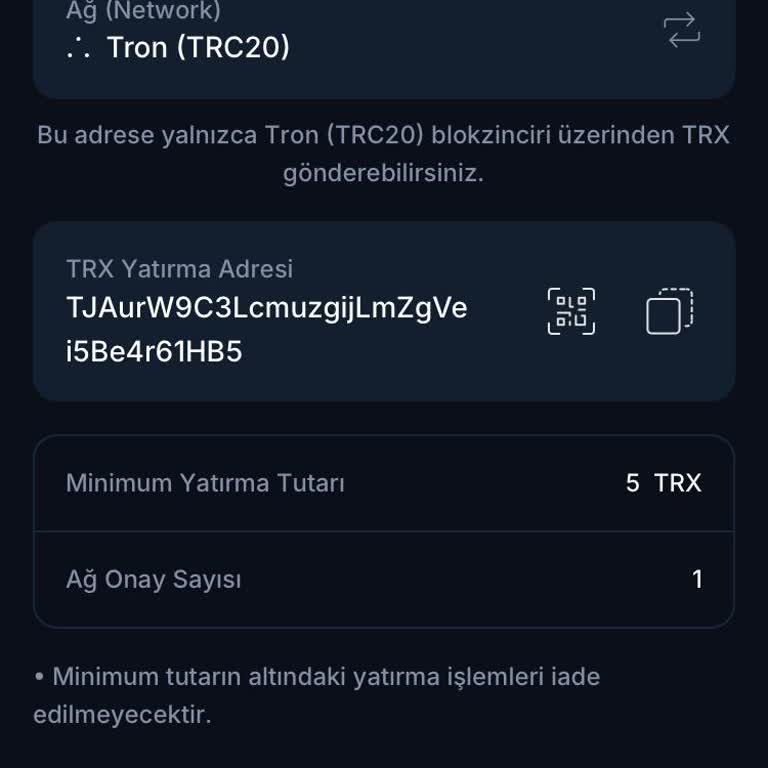 BTCTURK Benden Habersiz Tron Para Yatırma Adresimi Değiştirmiş
