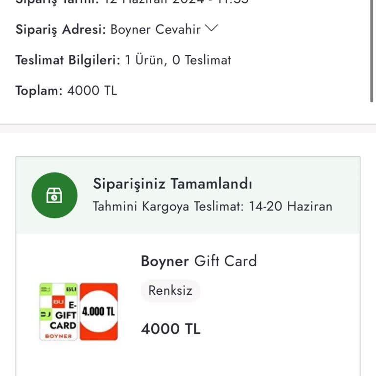 Boyner Gift Card Sorunu