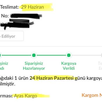 Aras Kargo Çınarcık Kargo Teslimatı Halen Olmadı