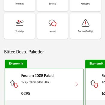 Vodafone FreeZone Ek Paketleri Gözükmüyor