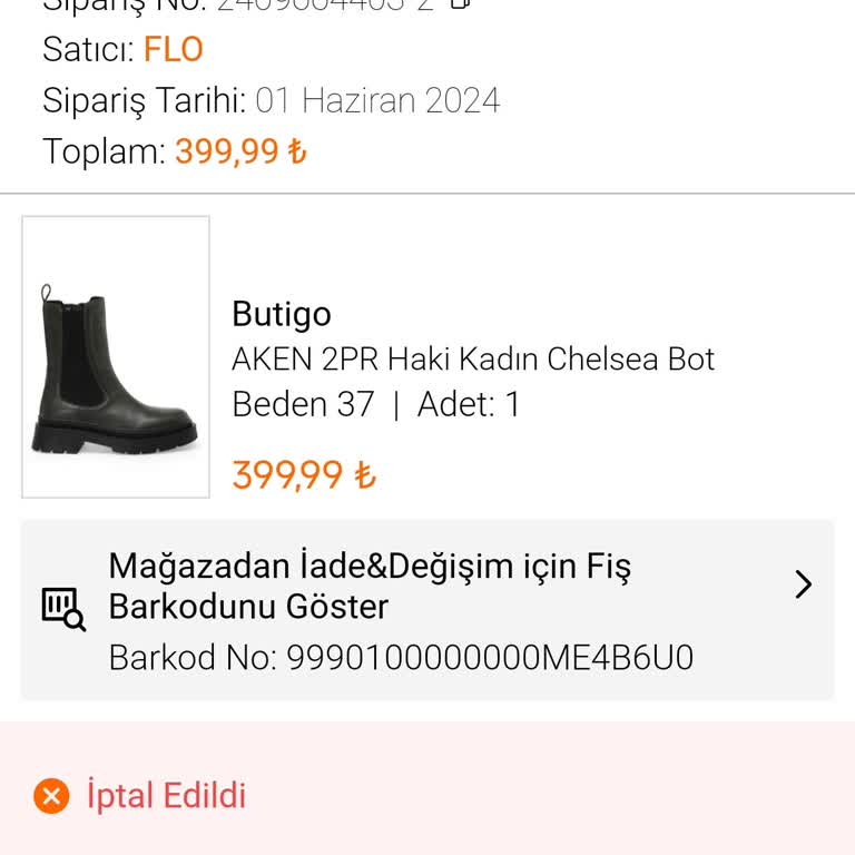 FLO Ayakkabı Kampanyalı Bot Siparişimin İptali Ve Müşteri Hizmetleri Sorunu
