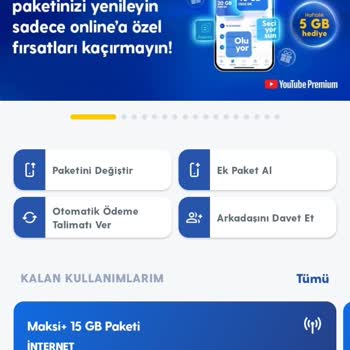Turkcell İnternet Paketi Bitip Ek Paket Satıyor Ancak Kullanım Yok