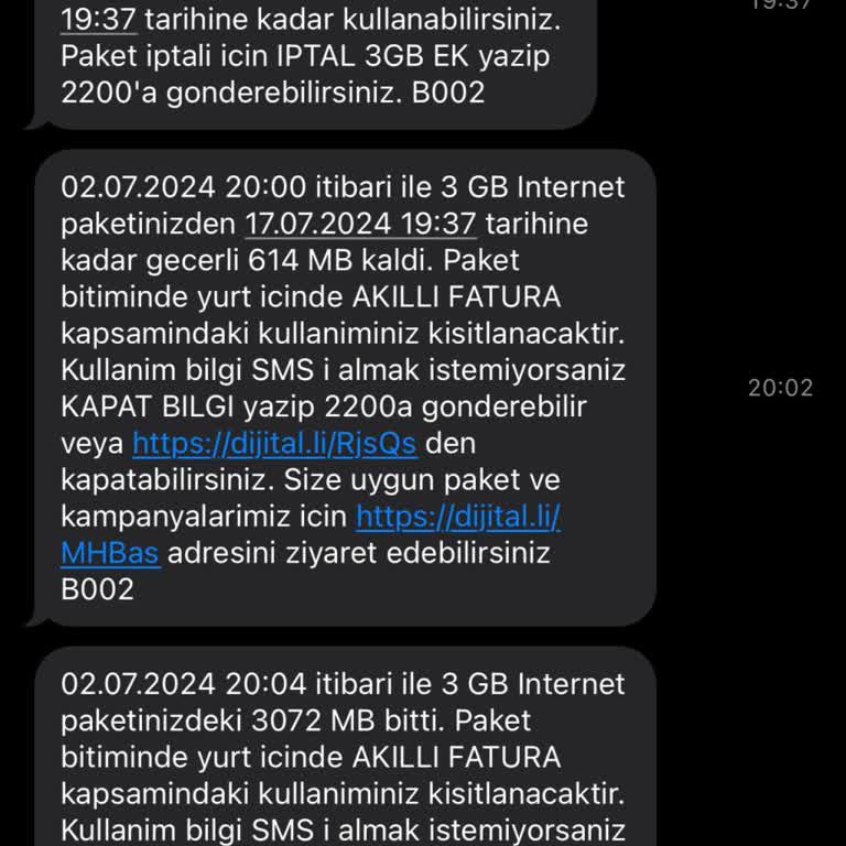 Turkcell Kullanmadığım İnternetin Anında Bitmesi