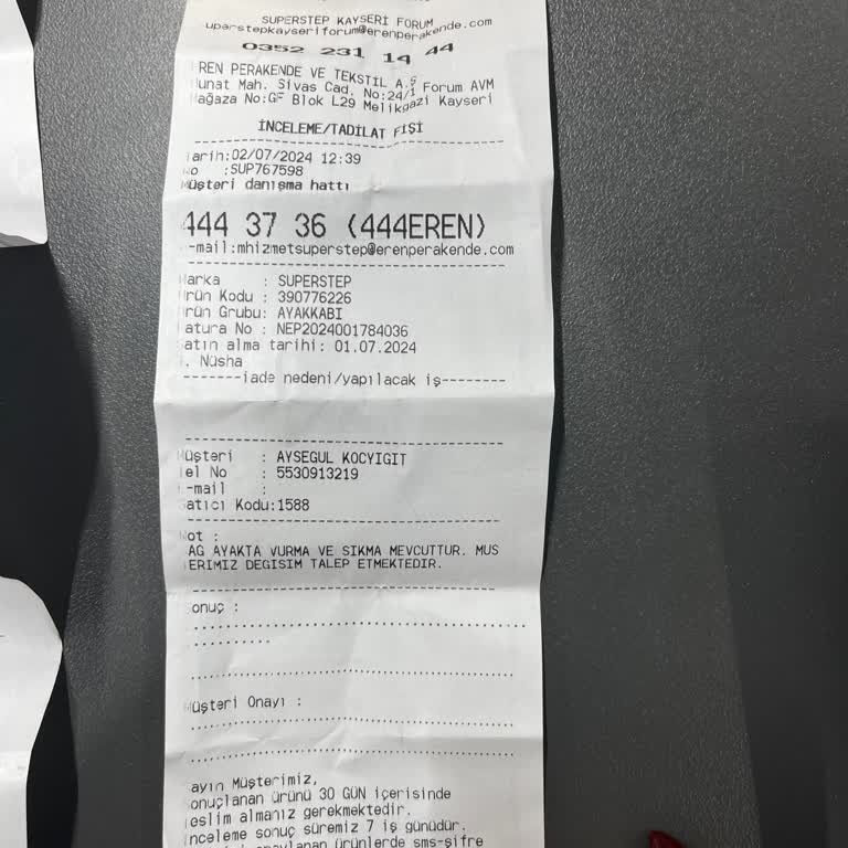 SuperStep Ürün Değişimi Yapılmasını Talep Ediyorum