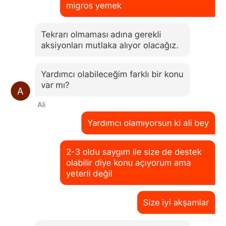 Migros Yemek Hizmetinde Sürekli Sipariş İptali Ve Gecikme