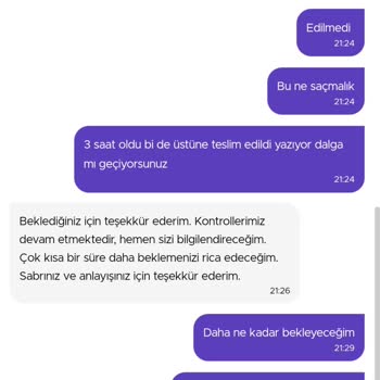 Getir Siparişimi Teslim Etmedi