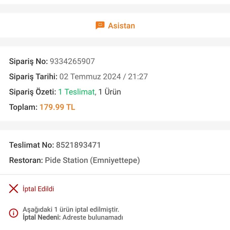 Trendyol Yemek Siparişimi Teslim Etmedi