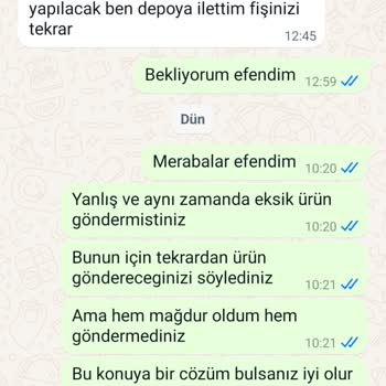 Sanal Yağ Market Yanlış Ürün Gönderimi Ve İlgisizlik