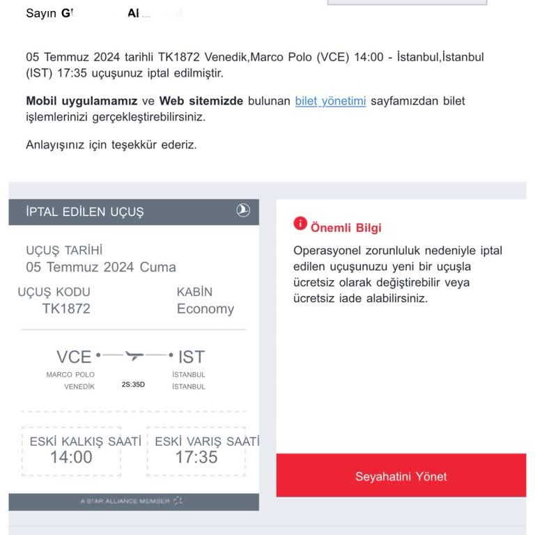THY Uçuş İptali Ve Mağduriyet Yaşanması