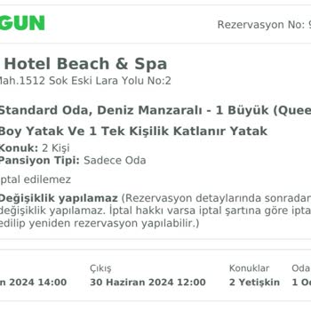 Bilem Hotel Beach & Spa Aldıkları Ücrete Göre Konaklama İmkanı Yok