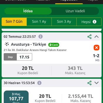Bilyoner Türkiye Kazanır Oynadım Kaybeden Kuponlara Eklenmiş