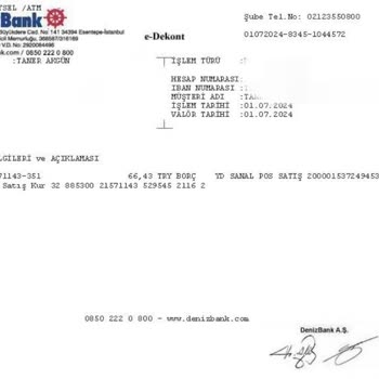 Denizbank Yd Sanal Pos Satış Açıklamasıyla Hesabımdan Para Çekiyor.