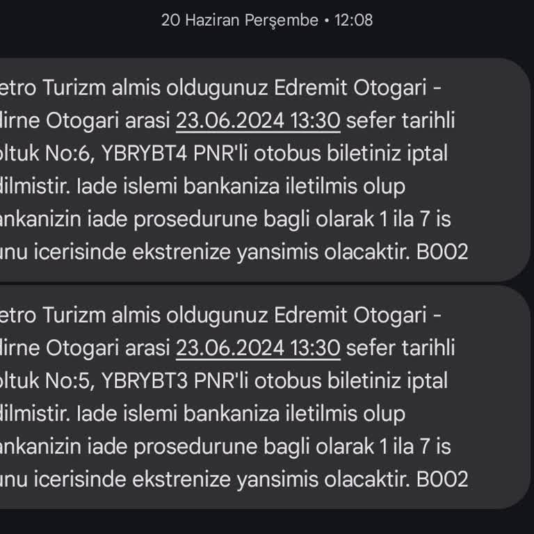 Metro Turizm Ücretim İade Edilmedi
