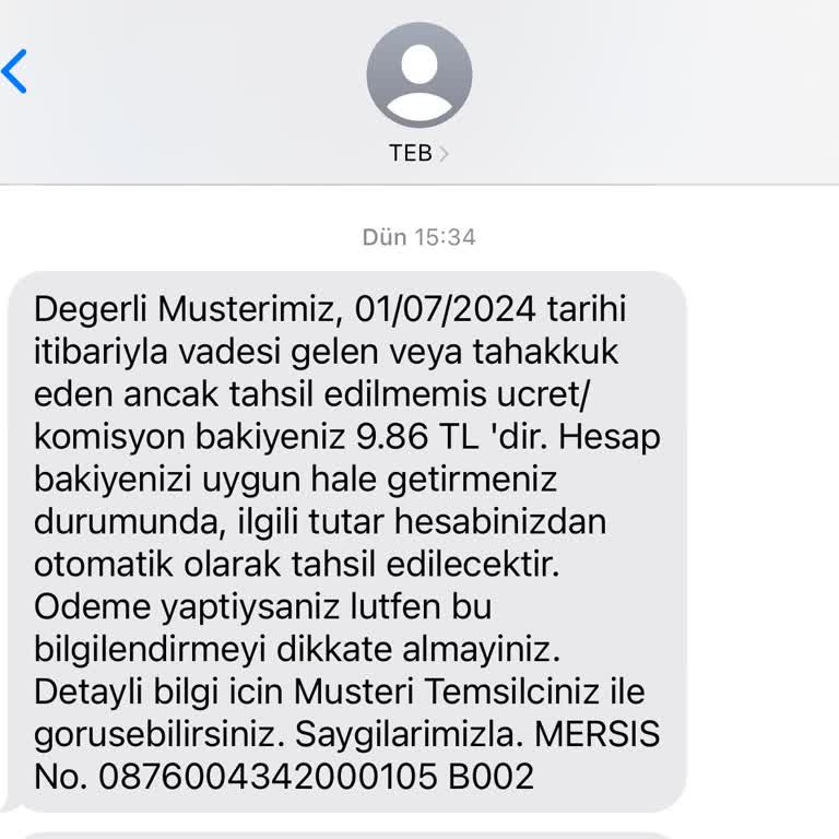 TEB Haksız Komisyon Bakiyesi Yansıtma Sorunu