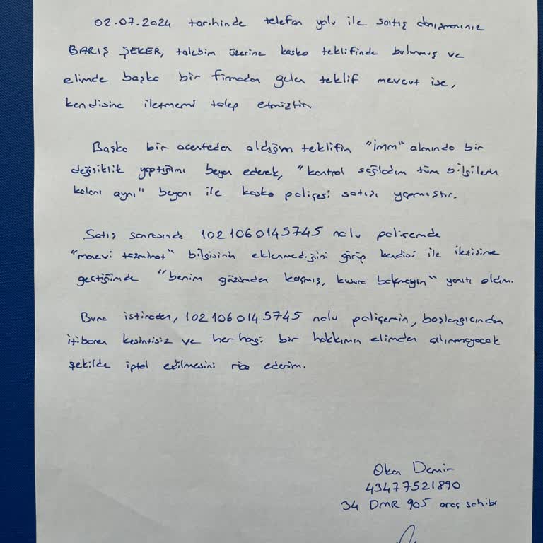 Sigortam.net Usulsüz Kasko Satışı, Yalan Beyan İle Müşteri Mağduriyeti