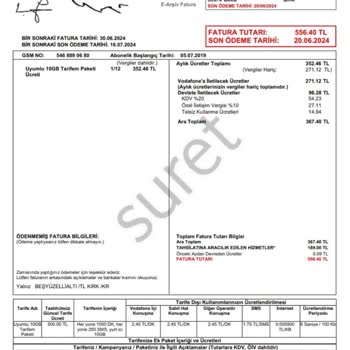 Vodafone Yüksek Fatura Düzenlemesi