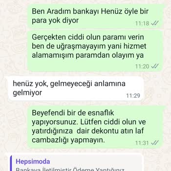 Hepsi Moda Satış İptali Olmasına Rağmen Para İadesi Yapmıyor!