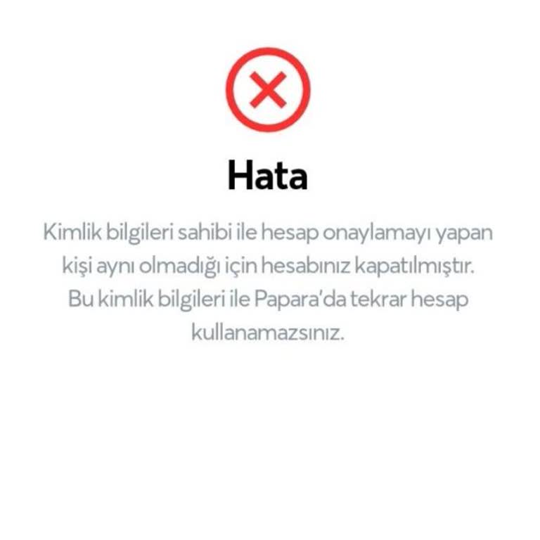 Papara Veli İzni Olmuyor