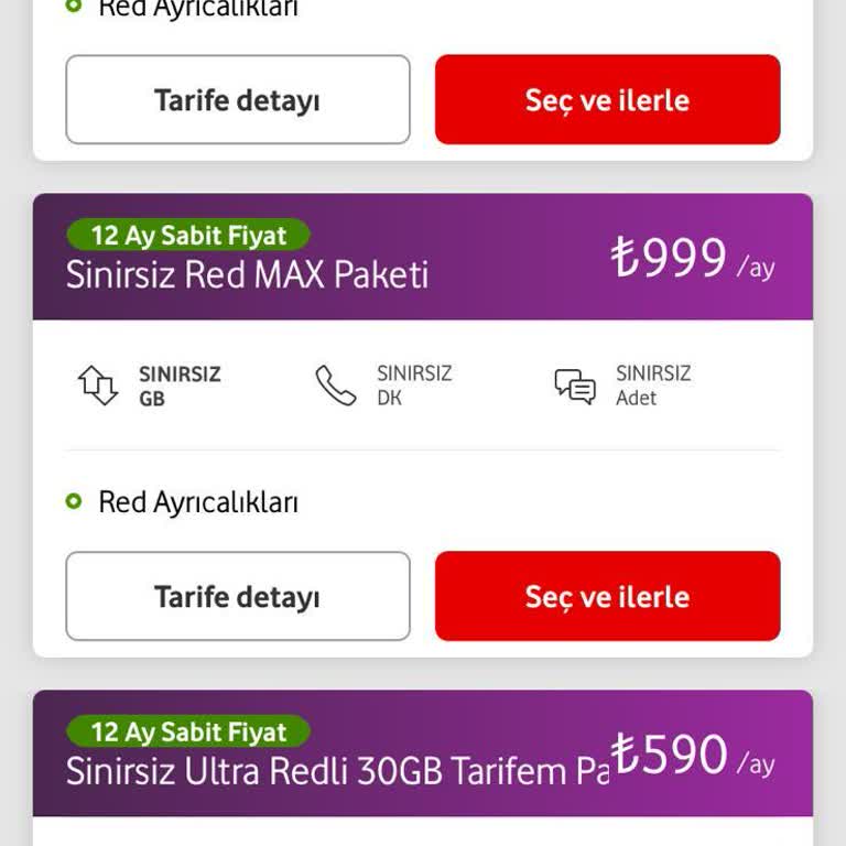 Vodafone'un Tarife Fiyatları!