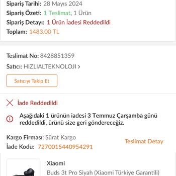 Trendyol Arızalı Ürünü İade Almıyor