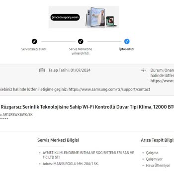 Samsung Klima Onarımı İçin Gelmiyor