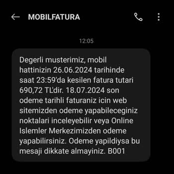 Türk Telekom 280 TL Lik 3 Ay Caymalı Faturaya 2. Ayda 690 TL Fatura