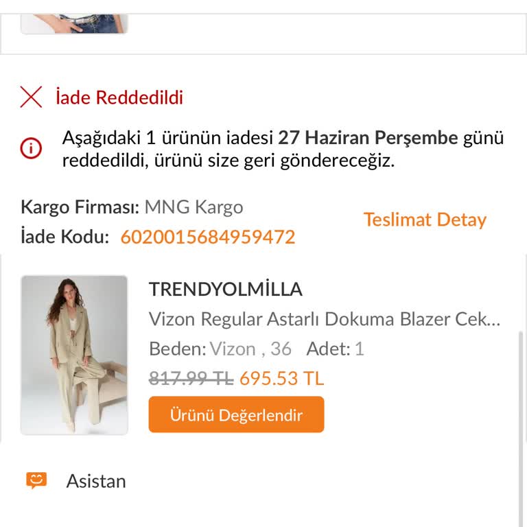 Trendyol/ Trendyolmilla Paramı İade Etmedi, Ürünümü De Vermedi