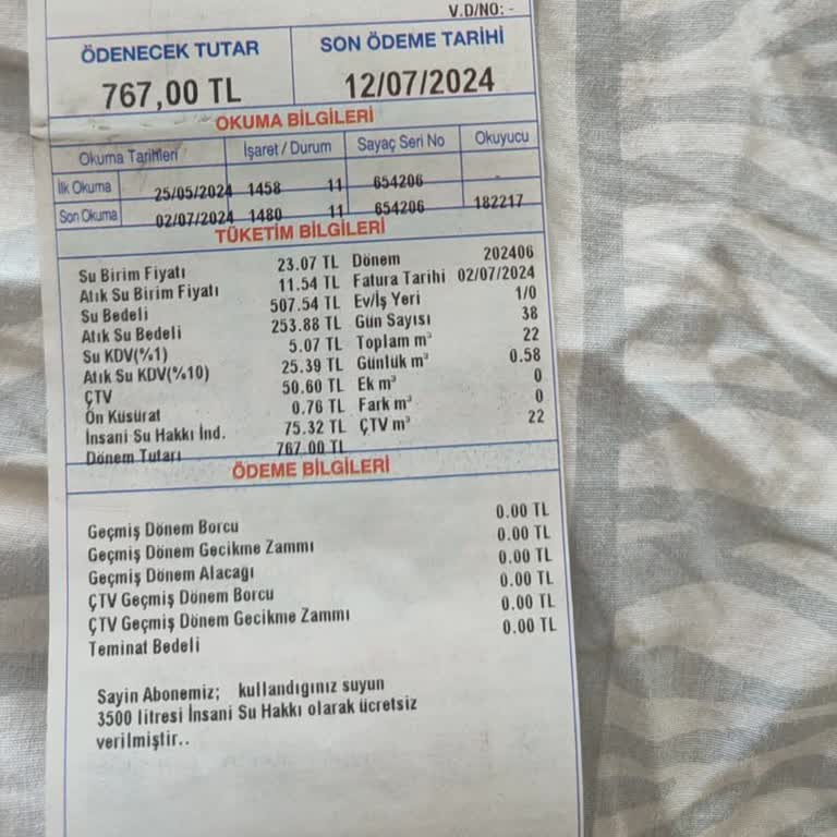 İSKİ Fatura Atık Su Bedeli