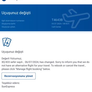 Sunexpress Edinburgh-İzmir Uçuşa İki Gün Kala İptal Edildi