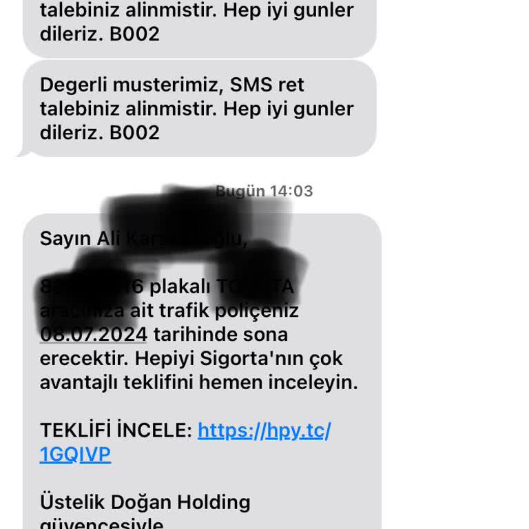Hepiyi Sigorta Ret Etmeme Rağmen Mesaj Gönderiyor Sürekli