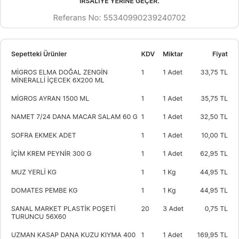 Migros Sanal Market Eksik Ürün Teslimatı