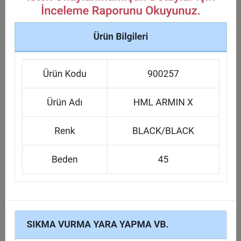 Hummel Ayakkabı Ürün Şikayeti
