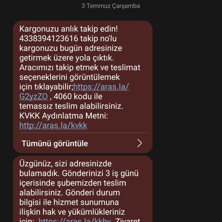 Aras Kargo Hasköy Şikayet Kargom Teslim Edilmiyor