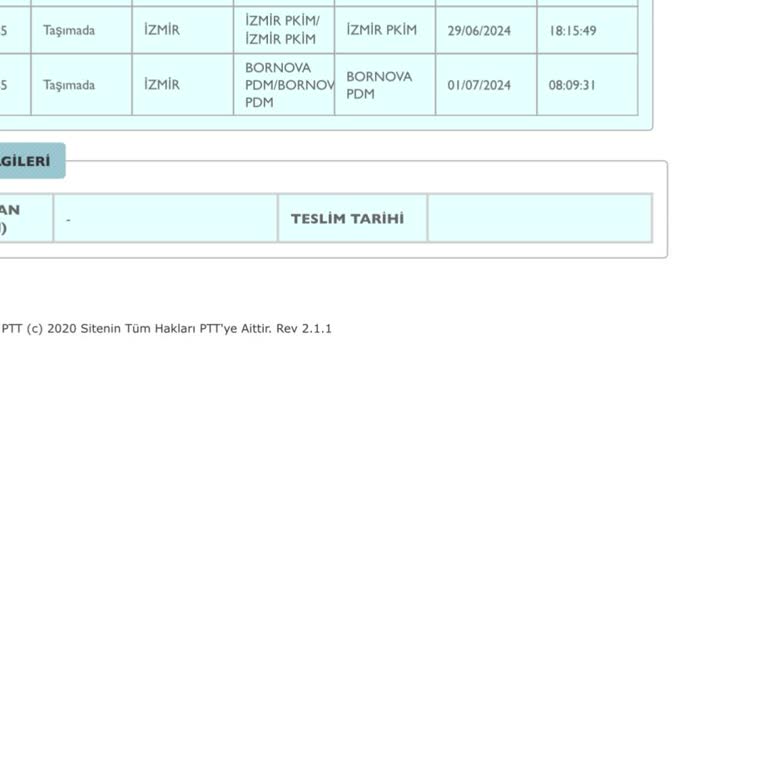 PTT Kargo Bornova PDM Kargo Gelmiyor