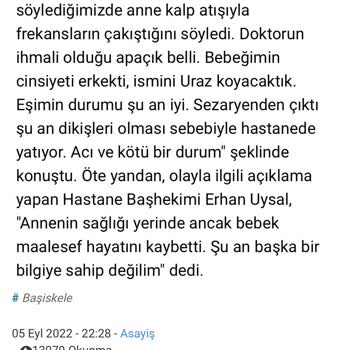 Akademi Hastanesi (Kocaeli) Doğumda İhmalkarlık Ve Sorumluluk Eksikliği