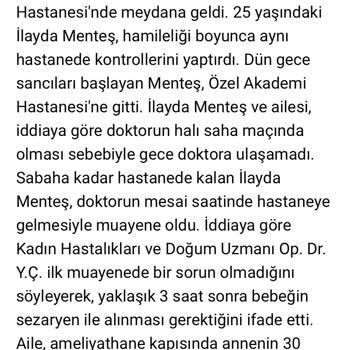Akademi Hastanesi (Kocaeli) Doğumda İhmalkarlık Ve Sorumluluk Eksikliği