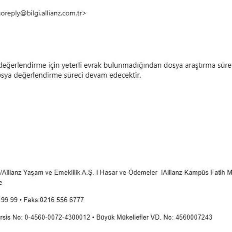 Allianz Sigorta Allianz Ölüm Sigortalı Kredi Tazminatı Mağduriyeti