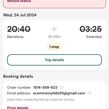 Mytrip Ücret İadesi Talebi