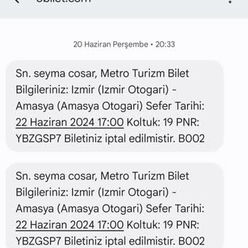 Obilet Metro Turizm İptal Edilen Biletin İadesini Yapmıyor