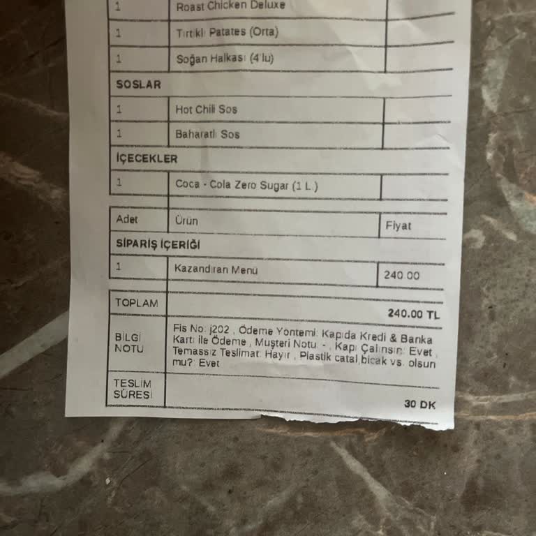 Arby's Eksik Ürün Ve Ödeme Yöntemi