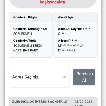 Yapı Kredi Bankası Kuryenet'in Kredi Kartı Teslimi Hk.
